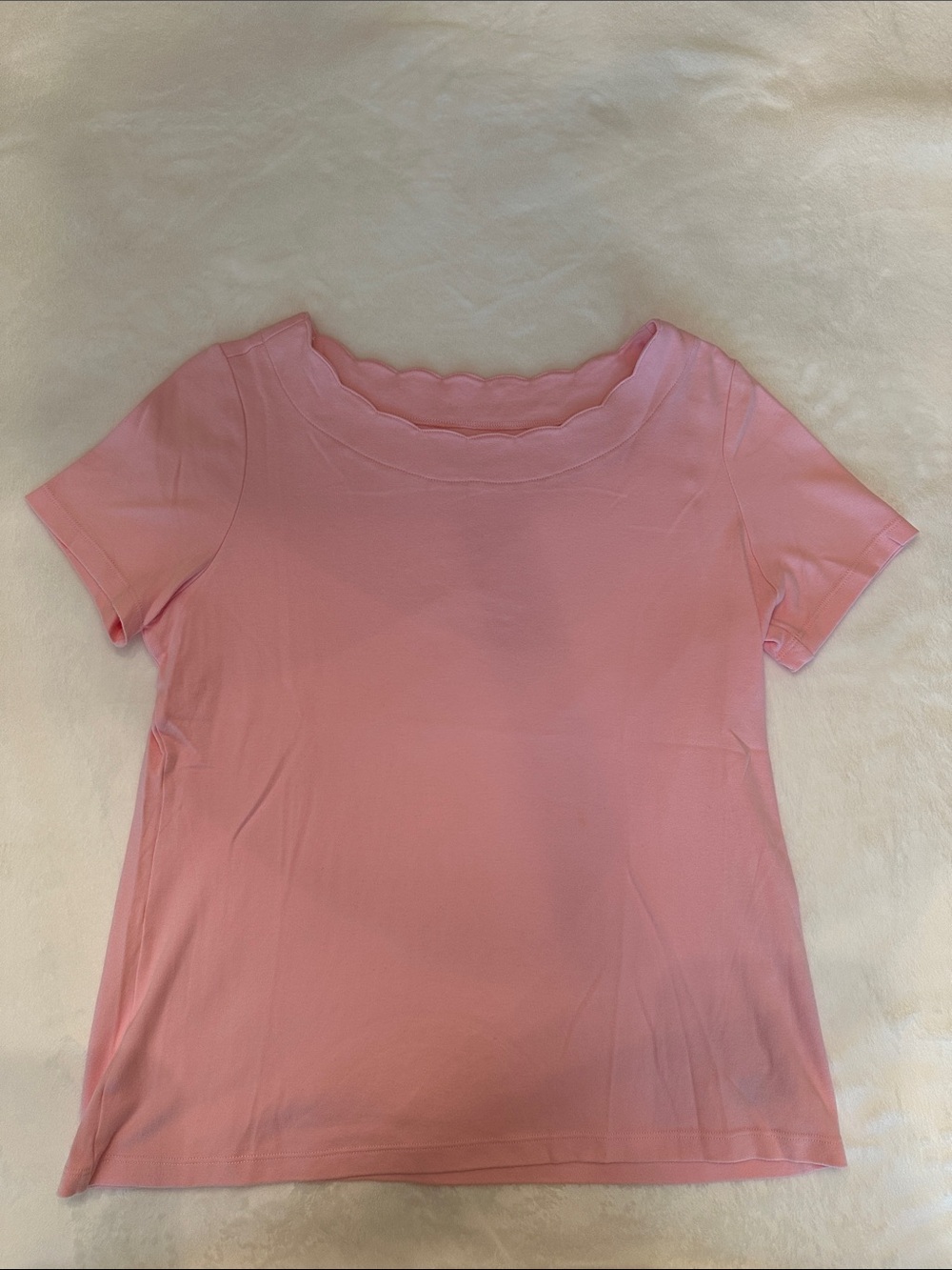Kim Rogers Women's Pink Scallop Neck Short Sleeve Top